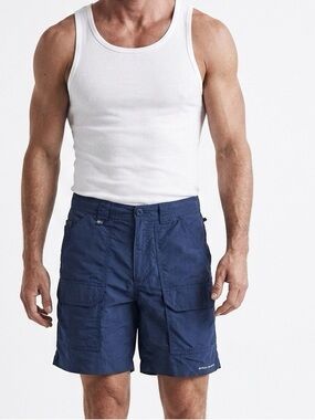Columbia PFG Men's 30” waistBlue Cargo Fishing Shorts Elastic Waist‎